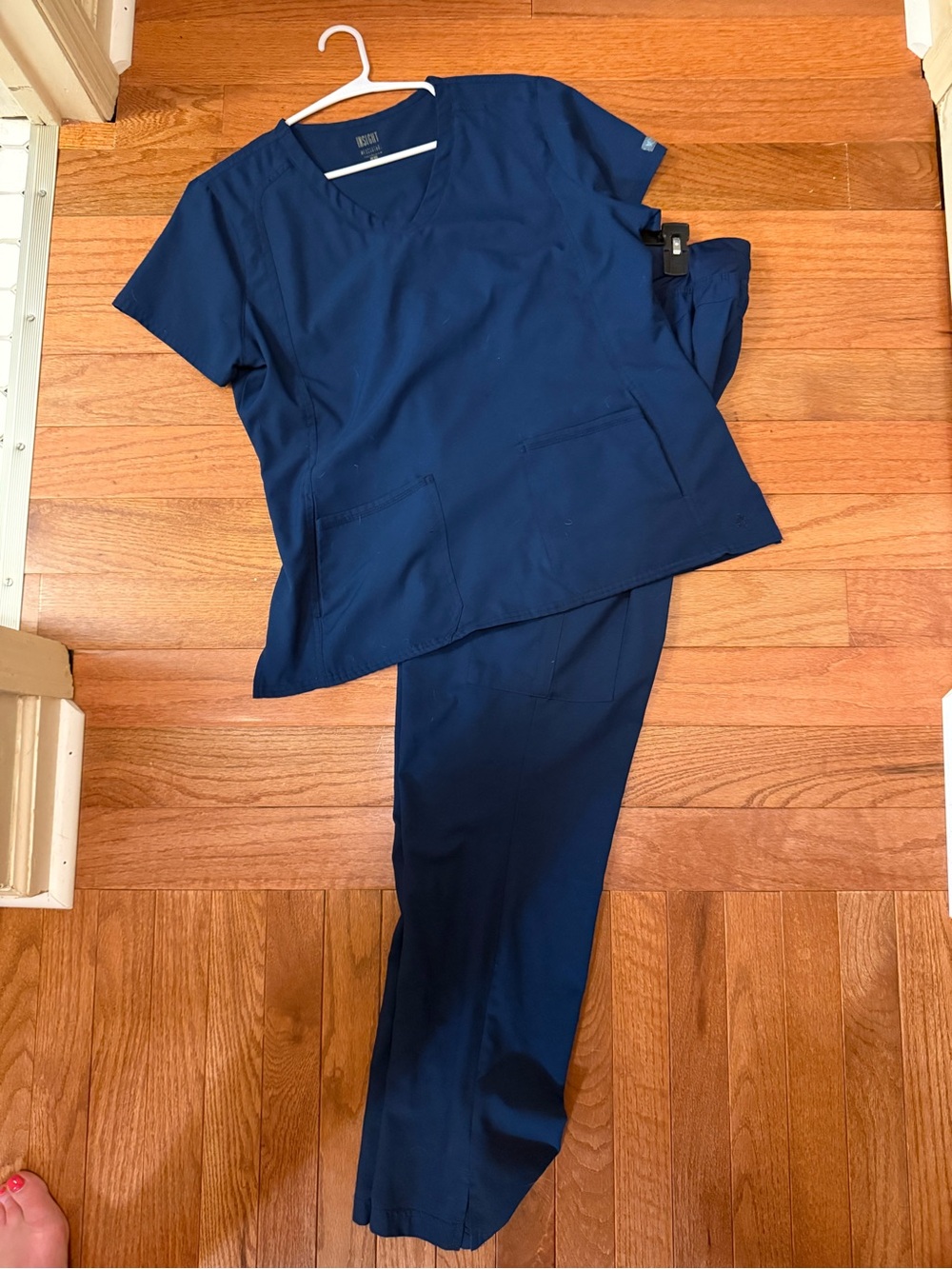 Med Couture Navy V-Neck Scrub Set - Women Pants & Top x2